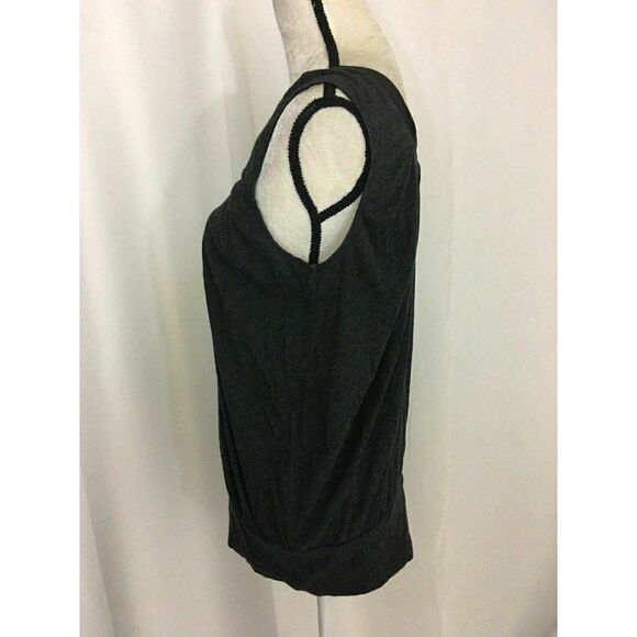 Generra Womens Charcoal Gray Black V Neck Tank Top - Picture 3 of 6